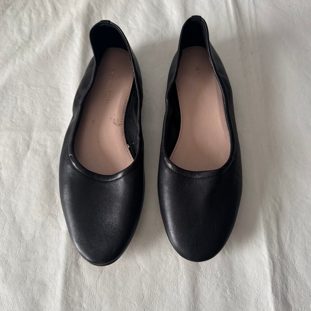Avec Les Filles Myrina Leather Ballet Flats in Black Women's Size 6.5